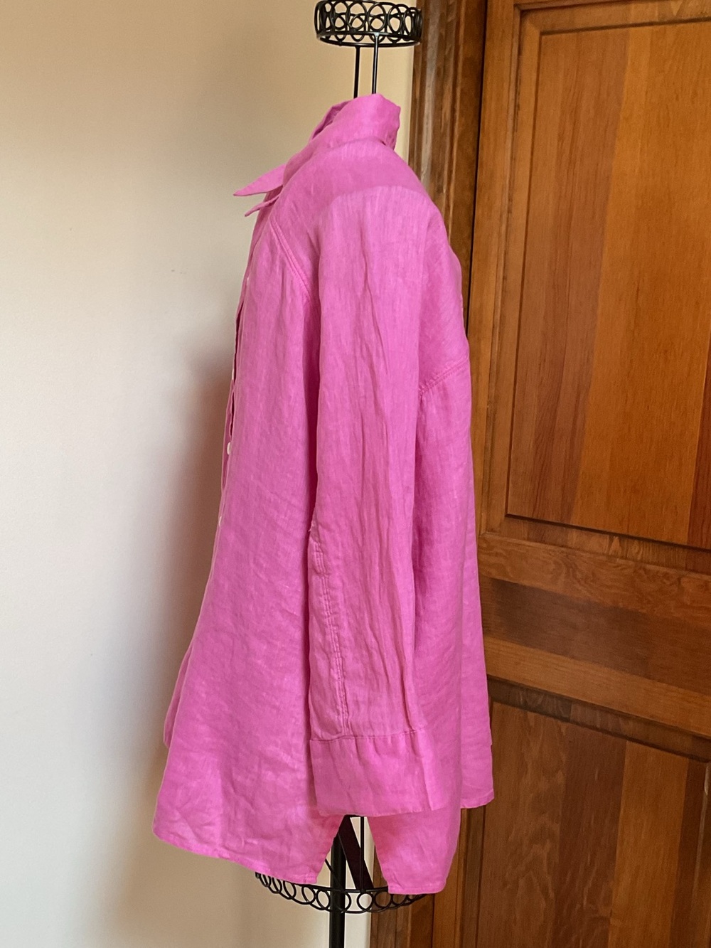 WILT Bright Pink Linen Button-Down Shirt - Picture 4 of 5